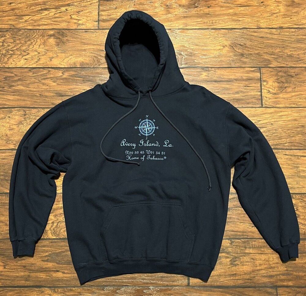 Tabasco Sauce Hoodie Sweatshirt Mens Sz L Avery Island LA Louisiana Hot Sauce